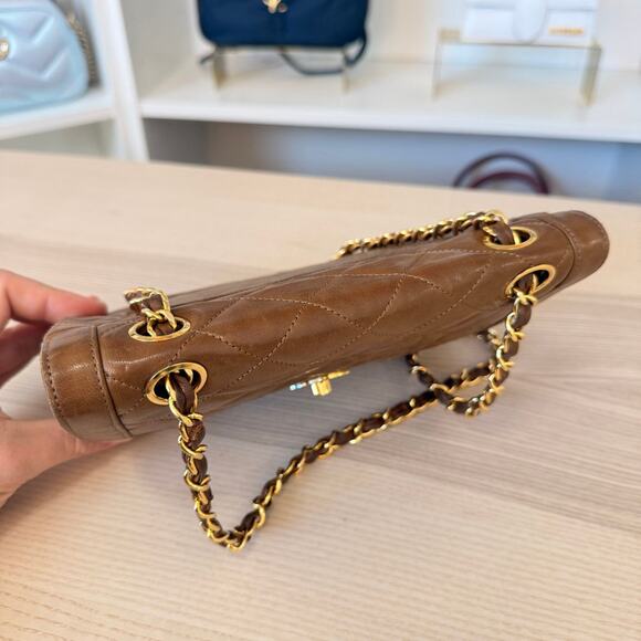 Chanel Lambskin Double Flap Vintage 1988 24K Gold Brown - Picture 13 of 16